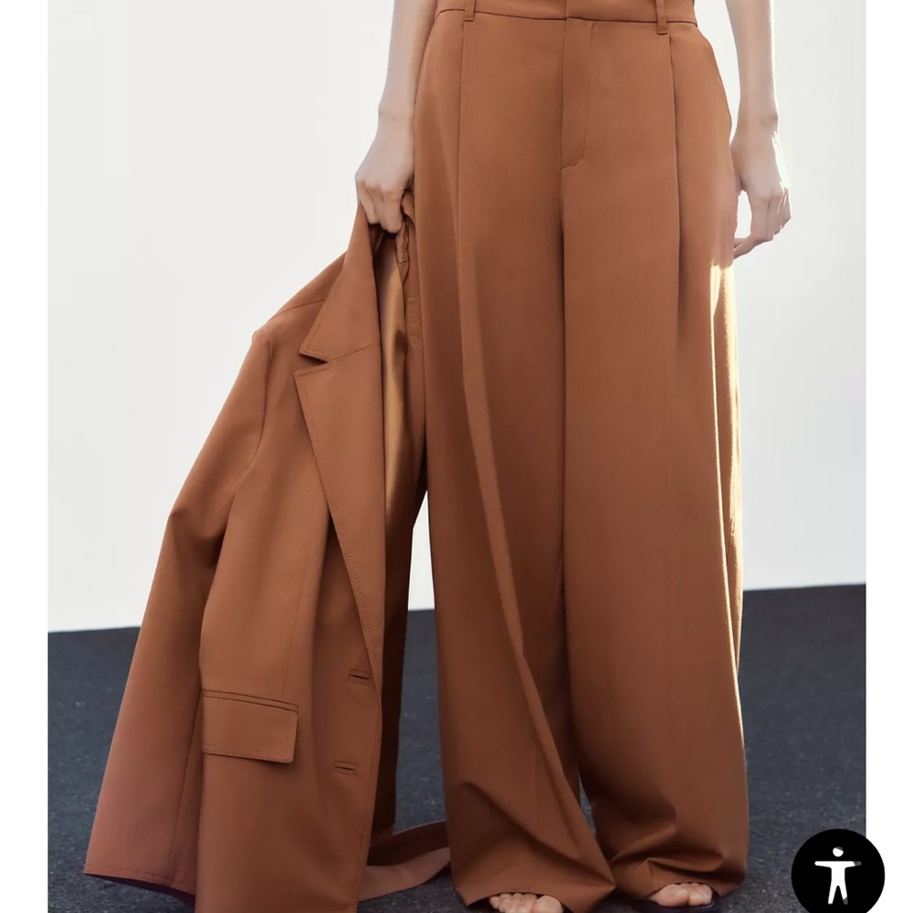 Zara Tan Wide-Leg Pants